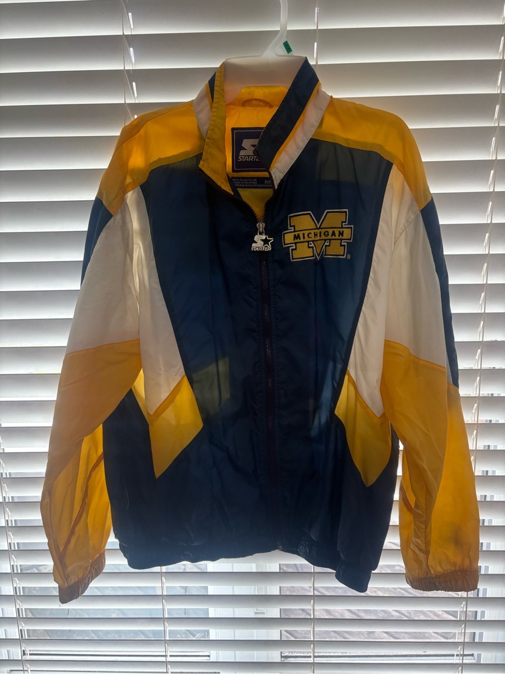 Vintage STARTER Michigan Navy, Yellow & White Colorblock Windbreaker Jacket